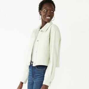 Nine West Women's Trucker Jacket Mada Green - Size XXL